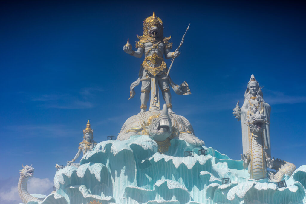 The first massive statue we saw on the beach after our walk from the airport