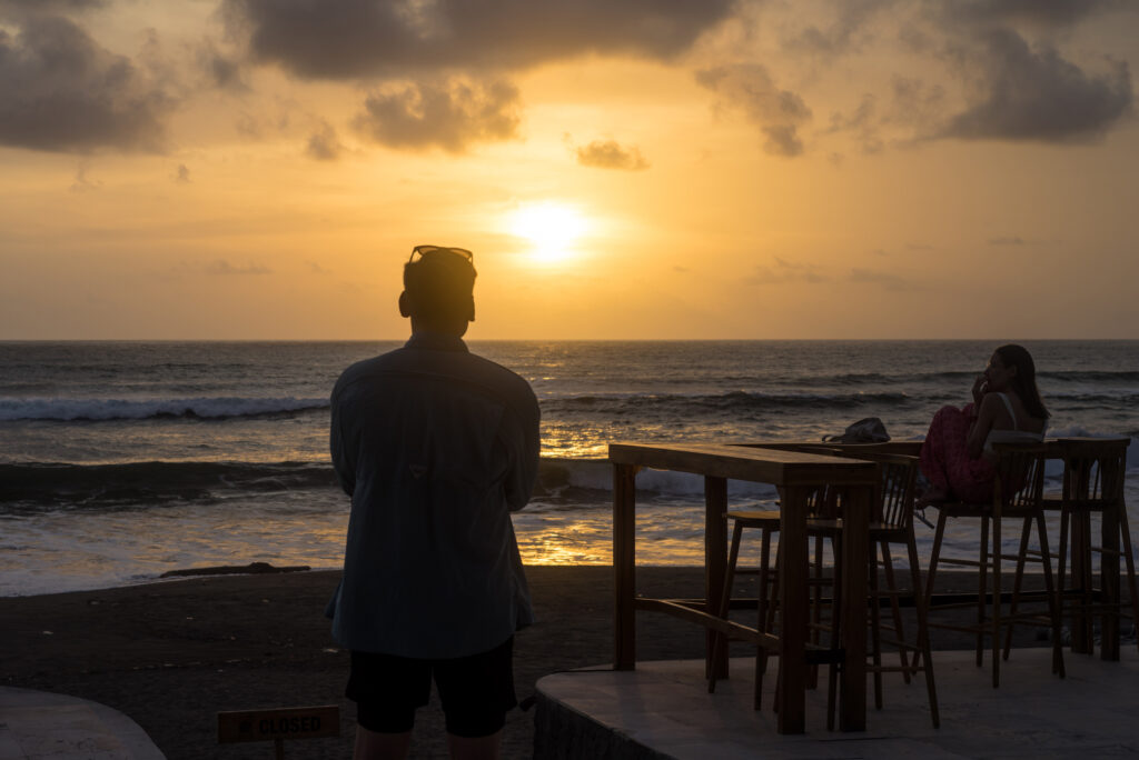 Mark appreciates his first Bali sunset