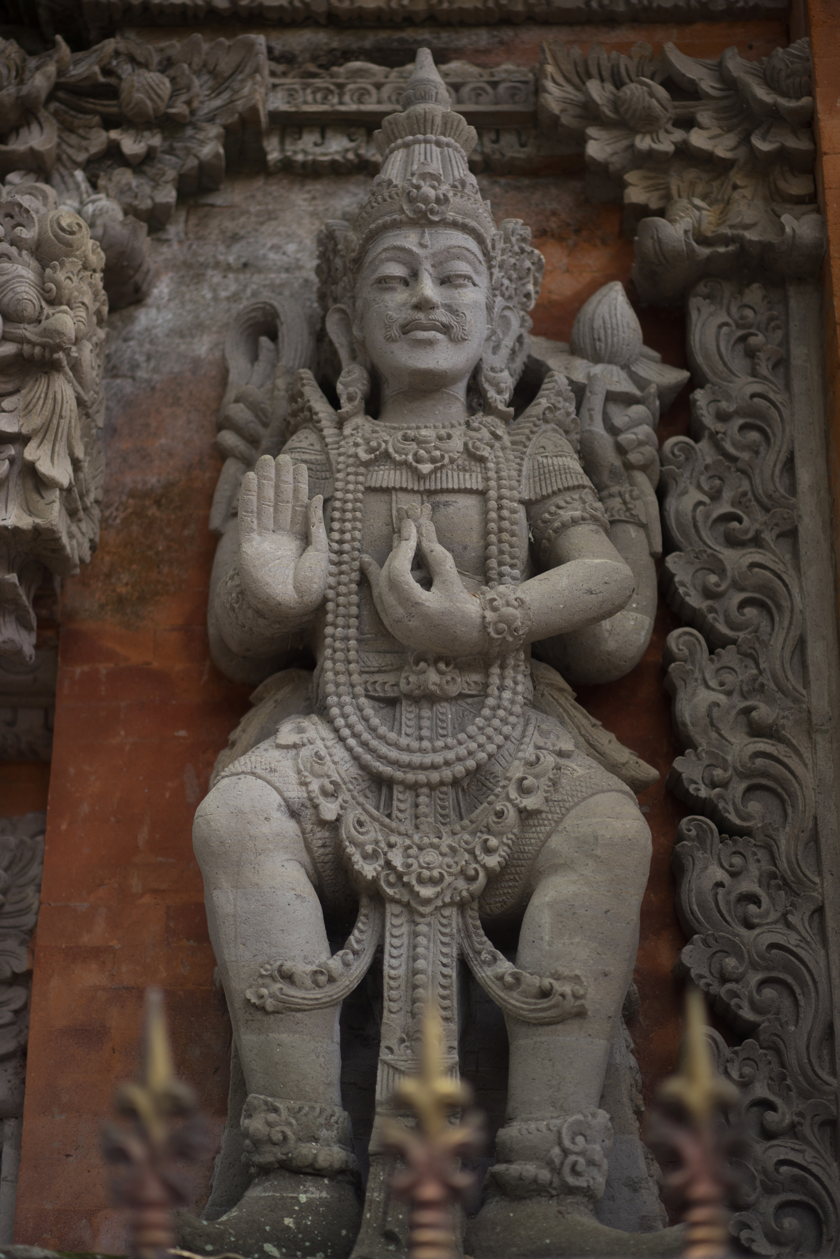 A holy man Bedogol with a great mustache and a small flowering offering