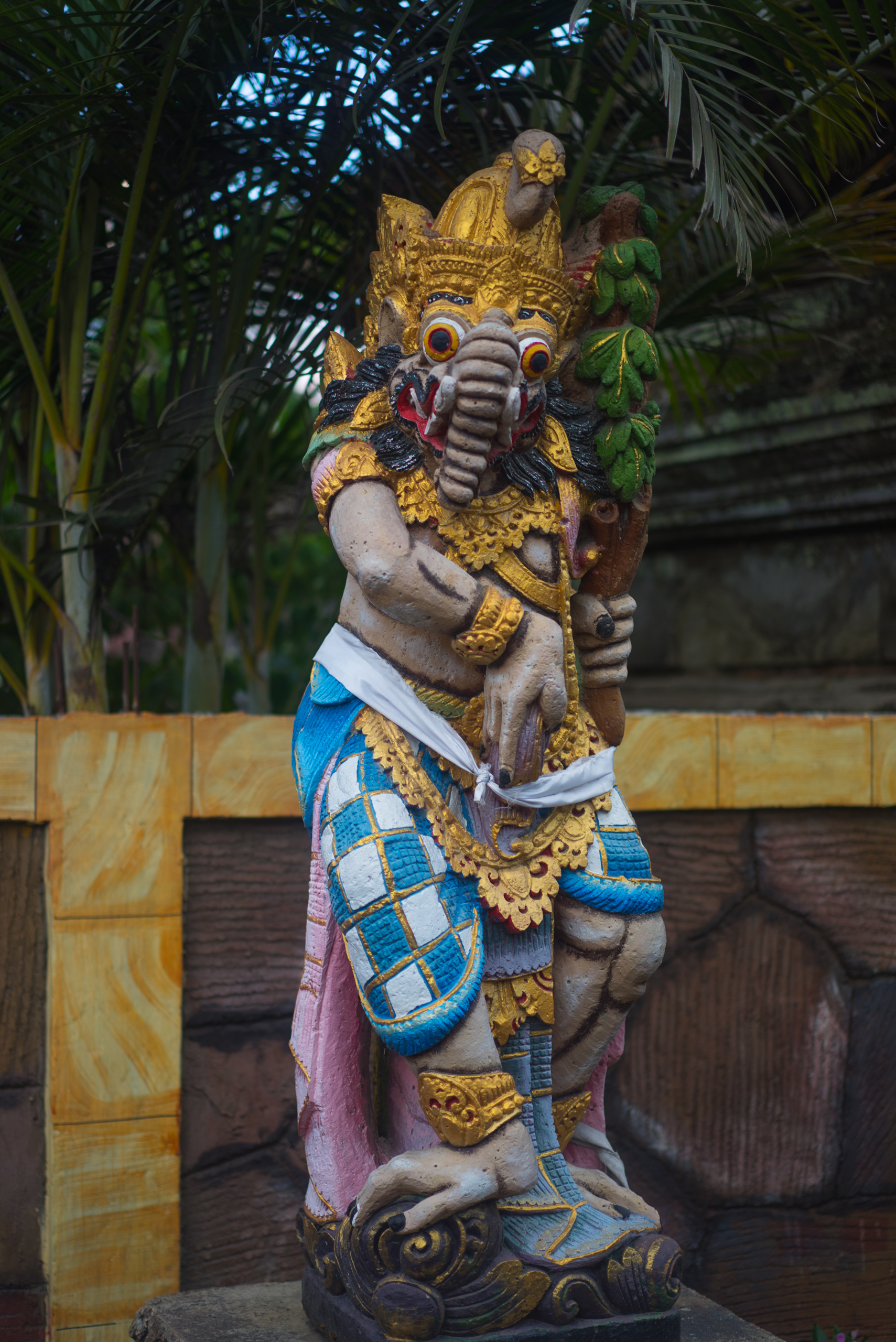 A Barong Gajah in a contorted position on the way out from the temple
