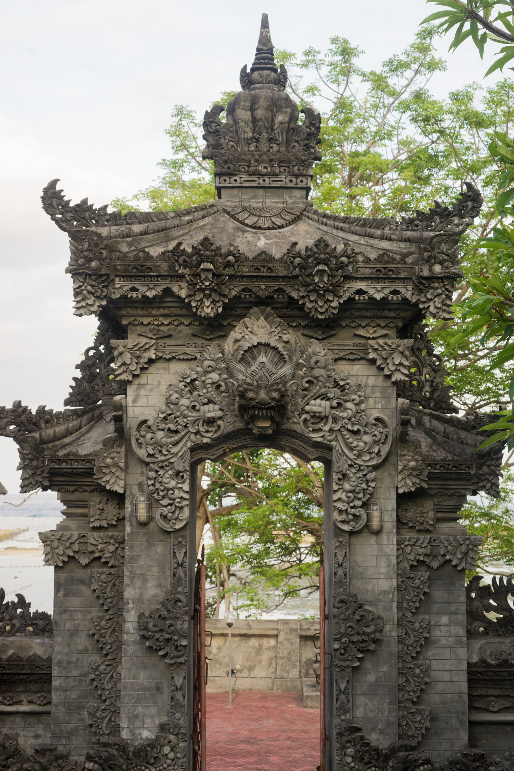 An oceanside temple with a beautiful doorway