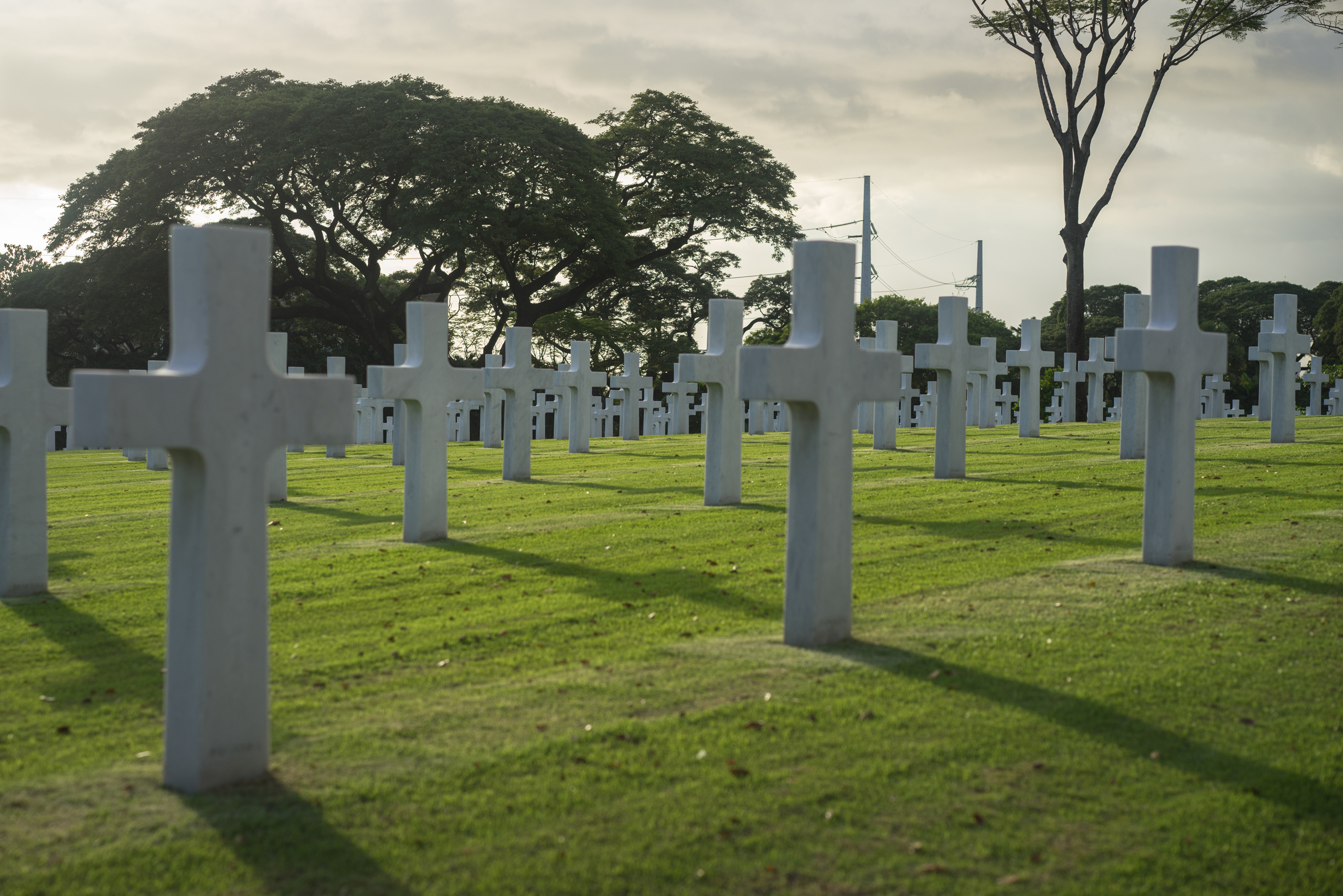 Shadows from the crosses of fallen WWII veterans