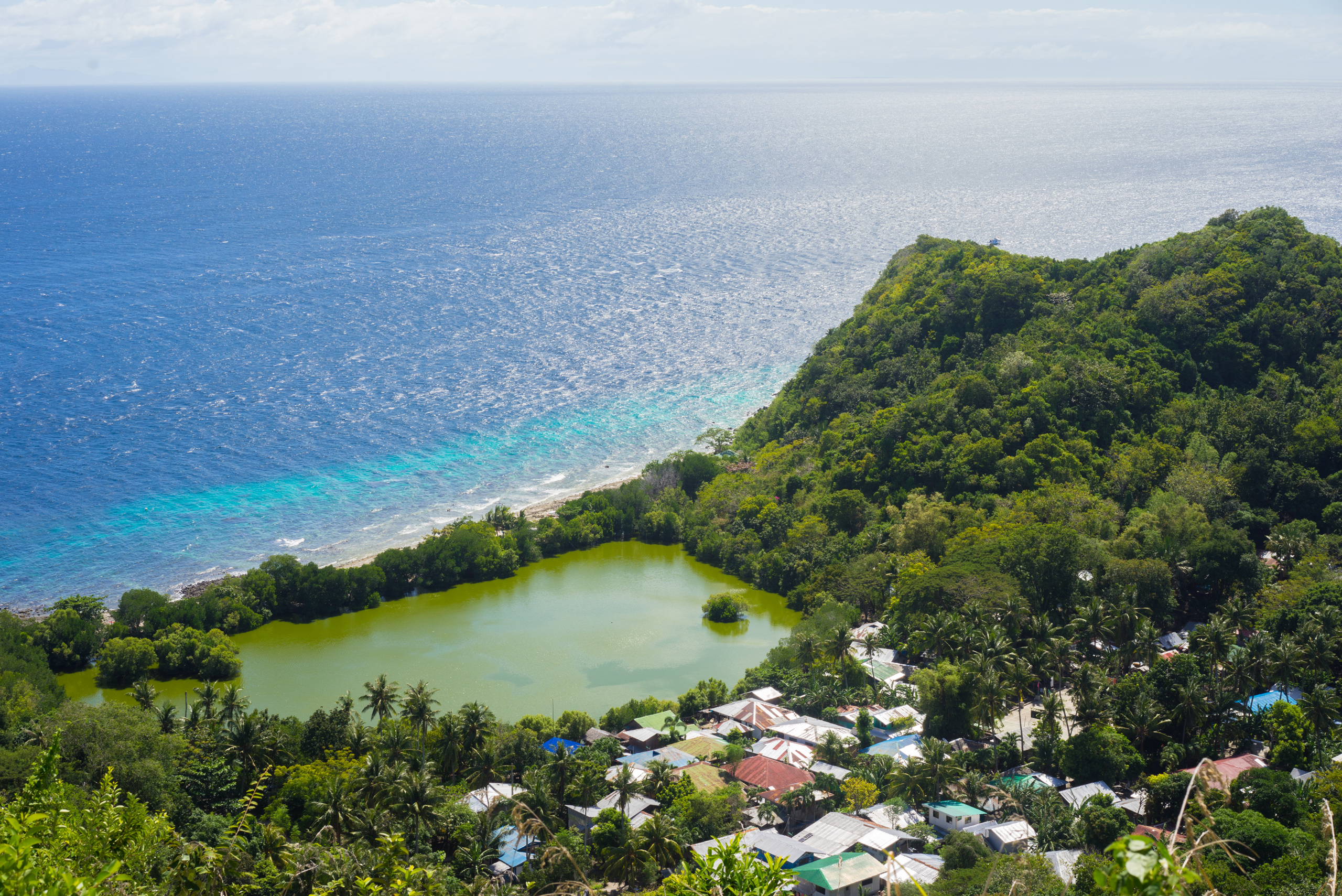 One of two Apo Island lagoons and the stretching blue oceans