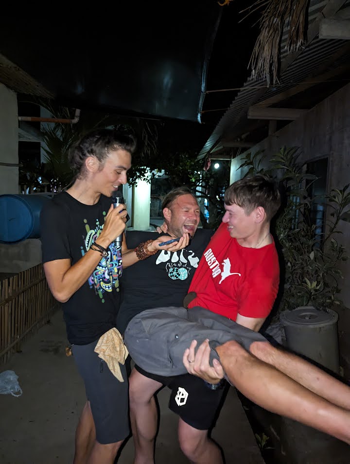 Karaoke while a bromance goes down